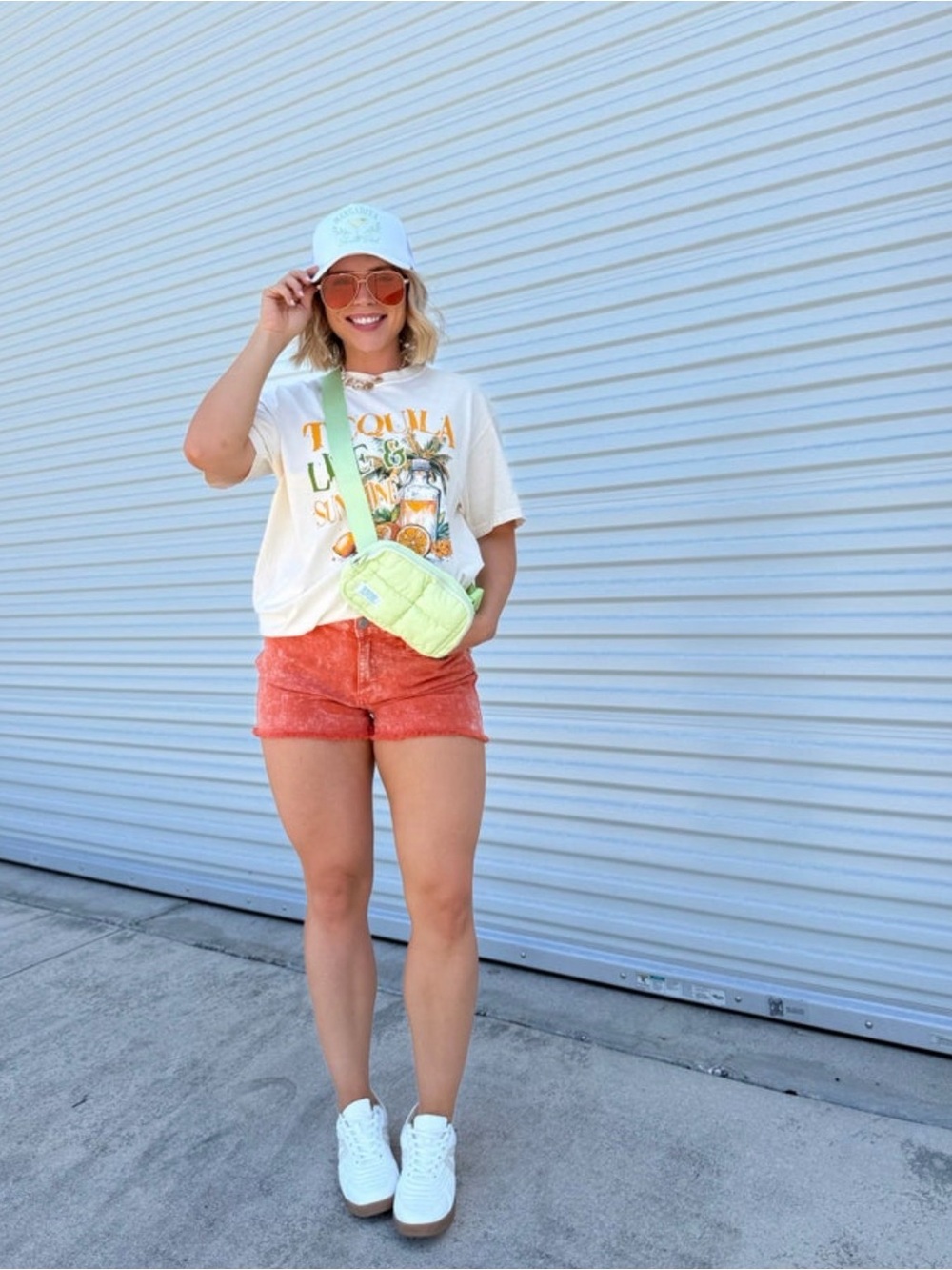 Judy Blue Coral/Orange Washed Denim Shorts